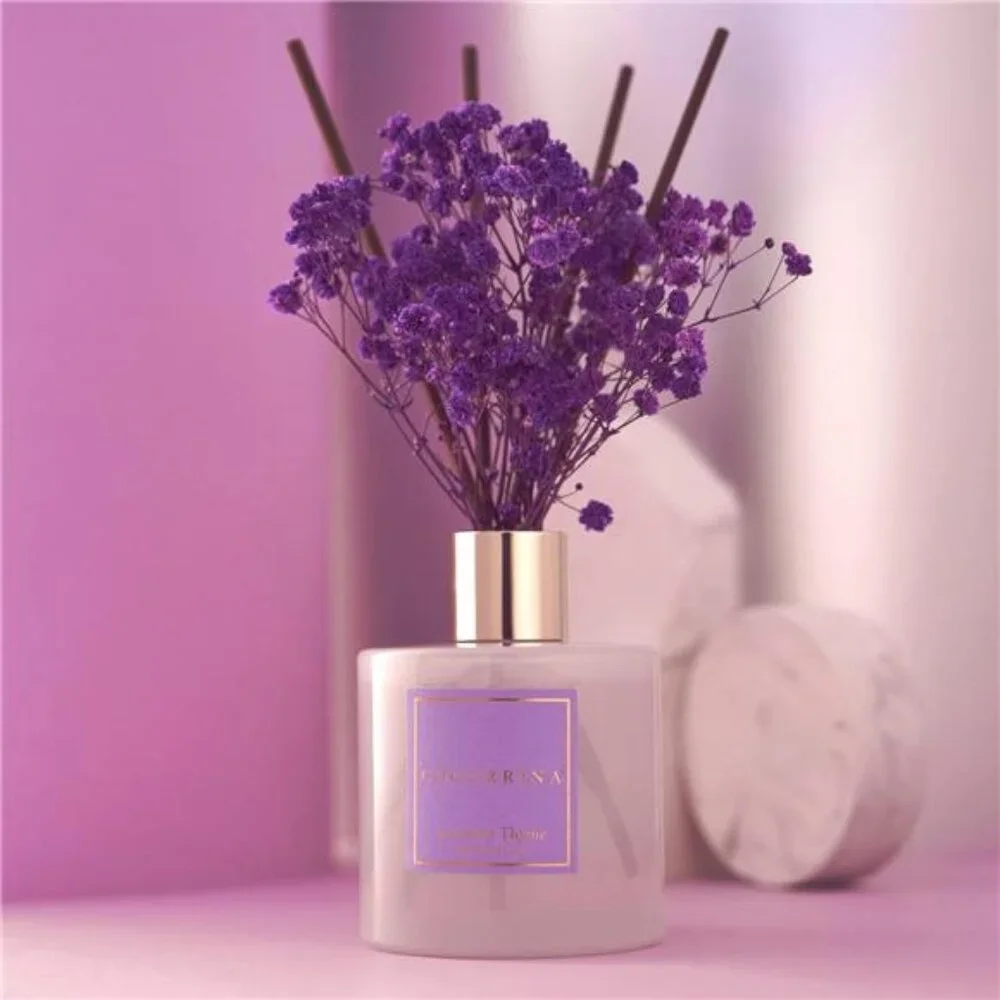 Premium Reed Diffuser Set with Preserved Baby's Breath & Cotton Stick Lavender